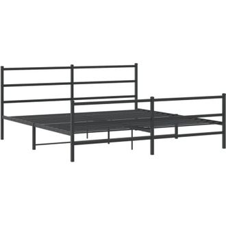 vidaXL Estructura Cama Sin Colch&oacute;n Con Estribo Metal Negro 180x200 Cm Vidaxl