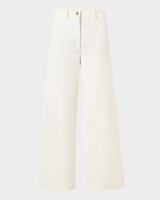 Akris Finn Cotton-Linen Gabardine Wide-Leg Pants