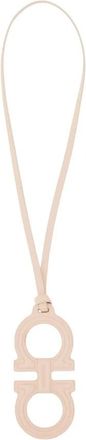 Ferragamo Double Gancini Leren Bedel - Dames - Sleutelhangers & Tashangers - Roze - ONE Size - Leer - Accessoires