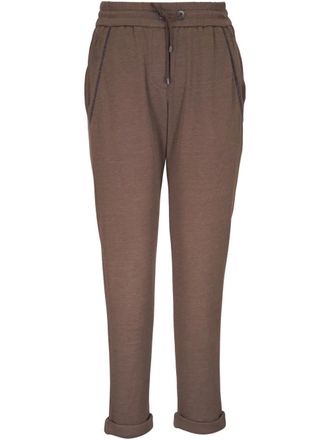 Brunello Cucinelli embellished track pants - Brown