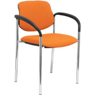 Piqueras y Crespo Silla Fija Styl Bali Naranja Chasis Cromo Con Brazos