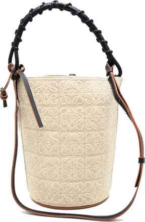 Loewe Beige Black Leather Canvas Baguette Bag (Pre-Owned)