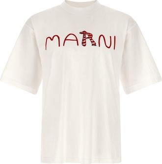Marni Logo T Shirt Bianco-Uomo
