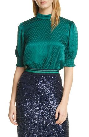 Ted Baker Puff Sleeve Chevron Top in Green at Nordstrom, Size 1
