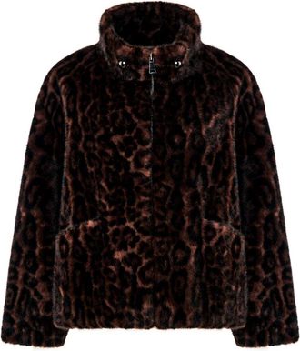 Cesare Gaspari Jassen, Dames, Bruin, XL, Faux Velour Ritssluiting Jas