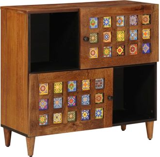 vidaXL Aparador Nogal 80 X 33 X 75 Cm Madera De Mango Maciza Vidaxl