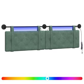 vidaXL Cabecero Colgante Con Luz Led Verde Mar Terciopelo Vidaxl
