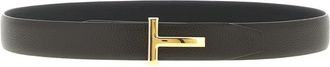 Tom Ford Dark Brown Hammered Reversible Textured Belt