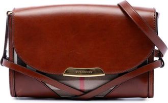 Burberry Pre-owned Burberry Leather and House Check Canvas Bridle Abbott Crossbody Ladies 23EVRZF7BJVUQCC0