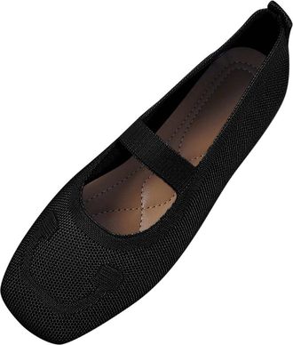 Generic Ladies Slip On Shoes Mesh Breathable Flat Shoes Solid Color Lightweight Classic Stylish Comfortable Casual Ballet Flats Outdoor Leisure Black