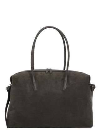 Yuzefi Brown Suede Shoulder Bag With Double Handle Design