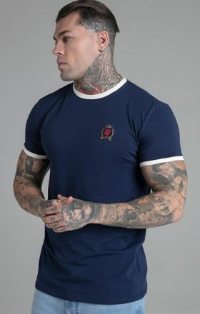 Siksilk Camiseta con cresta azul para hombre SikSilk XL