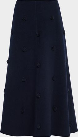 Lafayette 148 New York Embellished Fringed Dot Flare Midi Skirt