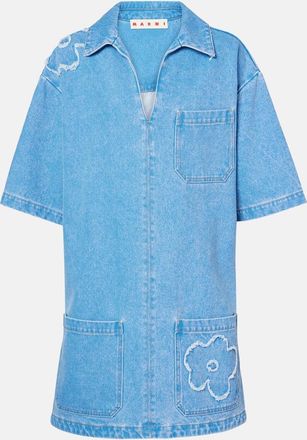 Marni Abito corto di jeans con ricamo