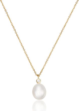 Lily & Roo Gold Single Diamond Style Pearl Necklace