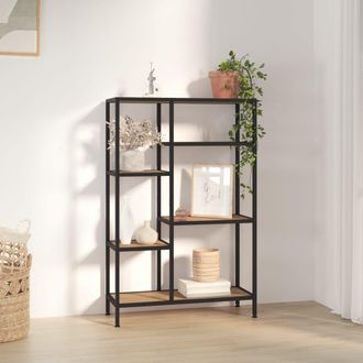 Berkfield Home Book Shelf 80x30x120 cm Steel & Engineered Wood in Brown | Size: 80 x 30 x 120 cm