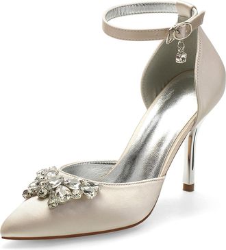 Miyoopark Wedding Shoes for Bride Ankle Strap Evening Pumps for Women M526 Champagne UK 6.5