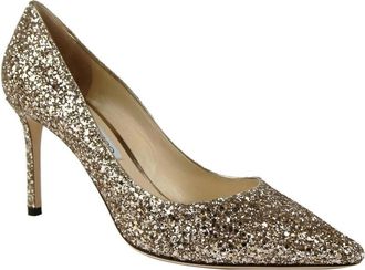 Jimmy Choo London Womens Romy 85 Champagne Coarse Glitter Pumps (41.5 EU / 11.5 US)