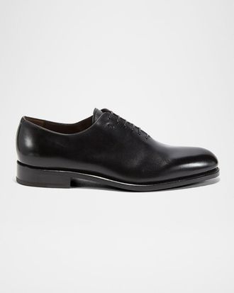 Ferragamo Men & apos;s Angiolo Tramezza Whole-Cut Leather Lace-Up Shoes