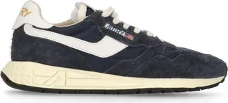Autry Blue Reelwind Low Pebbled Leather Sneakers