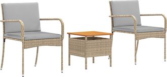 vidaXL Conjunto De Jard&iacute;n Beige Rat&aacute;n Sint&eacute;tico Vidaxl