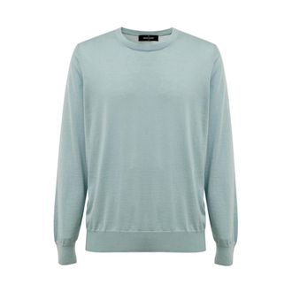 Gran Sasso Round-neck Knitwear, male, Blue, L, Blue Cashmere Silk Round Neck Jumper