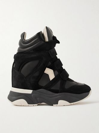 Isabel Marant Sneakers Alte In Pelle E Camoscio Con Zeppa Balskee - Nero