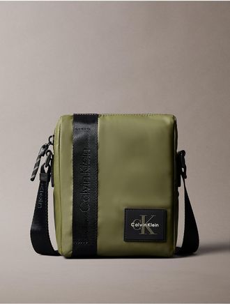 Calvin Klein Mens Monologo Patch Reporter Bag - Green