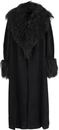 Fendi fur-trim wool coat - Black