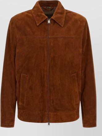 Brioni suede blouson collared design side pockets
