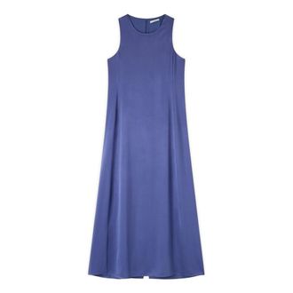 Motivi Lange A-lijn Jurk van Satijn - Dames - Avondkleed - Blauw - XS - Satijn - Kleedjes