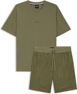 BOSS Gift-boxed pajamas in cotton with logo and monograms