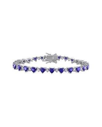 Rina Limor Silver 10.72 ct. tw. Lab-Grown Blue And White Sapphire Heart Bracelet