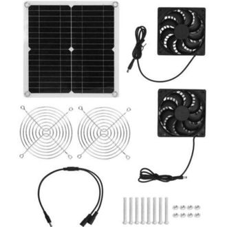 OEM Ventilador Extractor Con Energ&iacute;a Solar, Ventilador Solar Impermeable De 20 W, Ventilador Con Panel Solar Usb Para Invernaderos, Caravanas, Establos, G