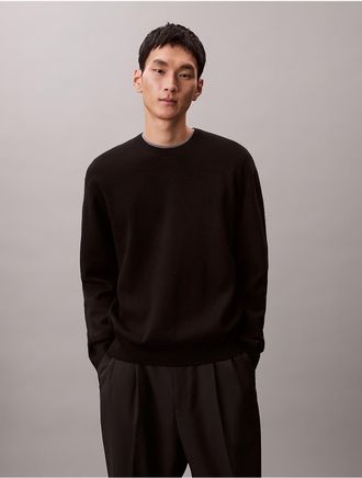 Calvin Klein Mens Tech Knit Relaxed Sweater - Black - XS