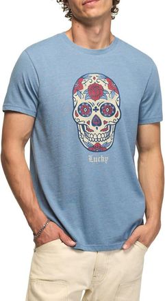 Lucky Brand Sugar Skull Cotton Blend Graphic T-Shirt in Coronet Blue at Nordstrom, Size X-Large
