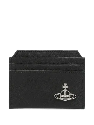 【VIVIENNE WESTWOOD】Orb Logo Flat Card Holder Black Vivienne Westwood Orb Leather Black Flat Card Holder – Retro