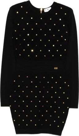 Elisabetta Franchi Gewatteerd Effect Lange Mouw Korte Jurk - Dames - Korte kleedjes - Zwart - XS - Kleedjes