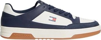 Tommy Jeans Leren Basketbal Sneakers met Contrasttextuur - Heren - Schoenen - Blauw - Maat: 44 EU Leer