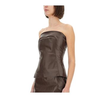 Rick Owens Top Cors&eacute; Strapless de Cuero - Tops - Mujer - Marr&oacute;n - S