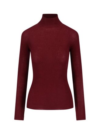 SA SU PHI Ribbed Cashmere-Silk Sweater With High Neckline And Fitted Silhouette