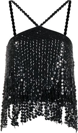 The Attico layered sequin-embellished top - women - Polyamide/Polyamide/Elastane/Elastane/PVC - 40 - Black