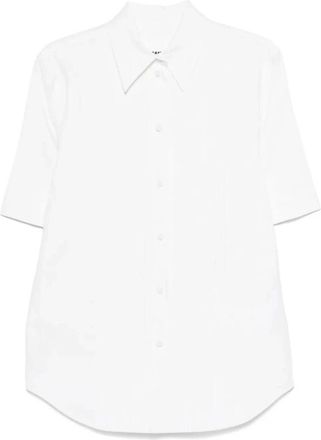 Jil Sander Pliss&eacute; Wijde Shirt - Dames - Overhemden - Wit - M - Linnen - Overhemden