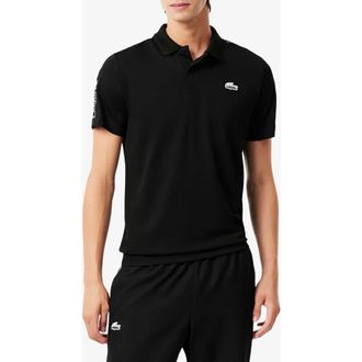 Lacoste Classic Fit Logo Tape Cotton Piqu&eacute; Polo in 031 Black at Nordstrom, Size 7