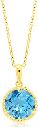 MAX + STONE 14k Yellow or White Gold Roped Halo 8mm Round Gemstone Pendant Necklace