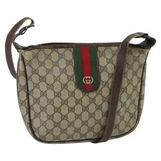 Gucci Pre-owned Cross Body Bags, female, Beige, Size: ONE SIZE Pre-owned Vintage Canvas Shoulder Bag