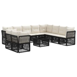 vidaXL Conjunto De Sof&aacute;s De Jard&iacute;n 11 Pcs Negro Rat&aacute;n Sint&eacute;tico Vidaxl