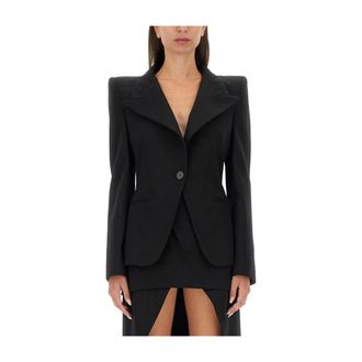 Alexander McQueen Double-Breasted Wool Blazer - Dames - Jassen - Zwart - Maat: S Wol