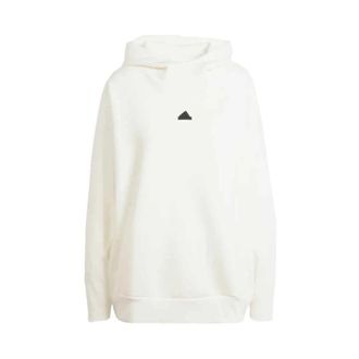 adidas Loos Fit Hoodie met hoge kraag - Dames - Sportshirts - Wit - L - Katoen - Fitness