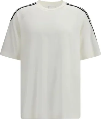 Yohji Yamamoto Short Sleeve 3-Stripes T-shirt - Heren - T-shirts - Wit - L - Wol - Tops